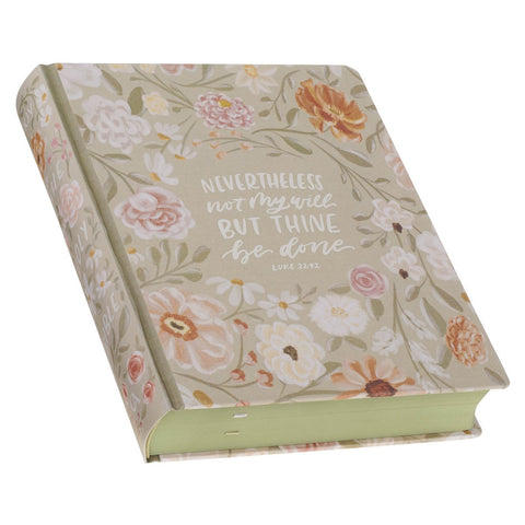 Sage Green Floral Hardcover Amelia Collection Large Print King James Version Note-taking Bible - Luke 22:42