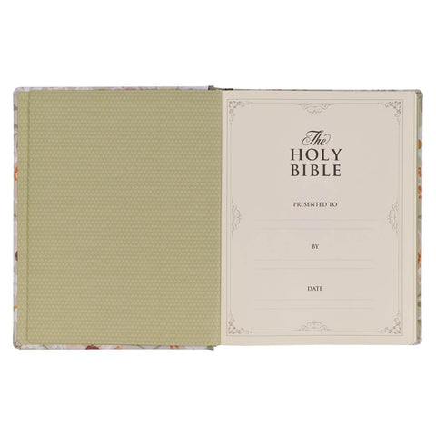 Sage Green Floral Hardcover Amelia Collection Large Print King James Version Note-taking Bible - Luke 22:42