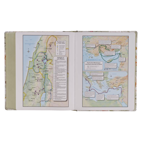 Sage Green Floral Hardcover Amelia Collection Large Print King James Version Note-taking Bible - Luke 22:42