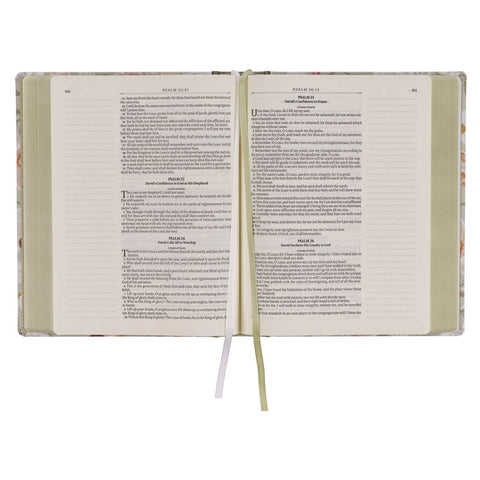 Sage Green Floral Hardcover Amelia Collection Large Print King James Version Note-taking Bible - Luke 22:42