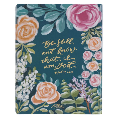 Teal Floral Ally Collection Large Print Faux Leather King James Version Note-taking Bible - Matthew 22:37