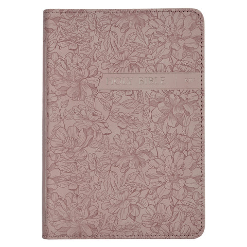 Blush Pink Floral Faux Leather Compact King James Version Bible