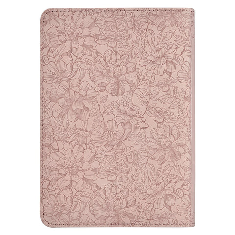 Blush Pink Floral Faux Leather Compact King James Version Bible