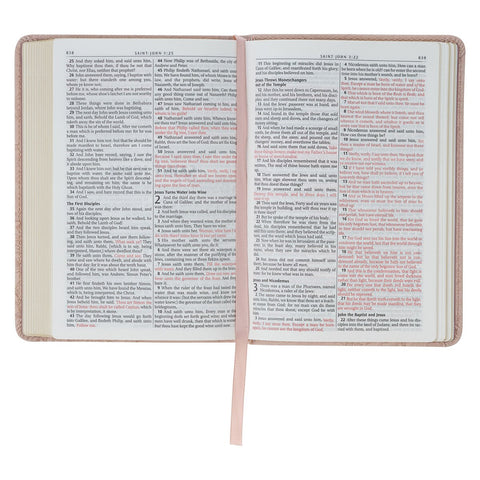Blush Pink Floral Faux Leather Compact King James Version Bible