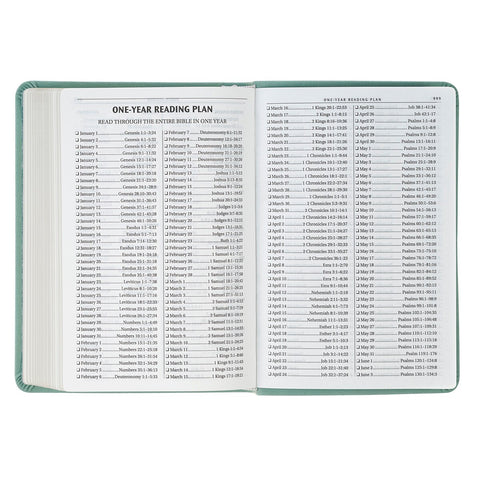 Teal Bloom Faux Leather Compact King James Version Bible