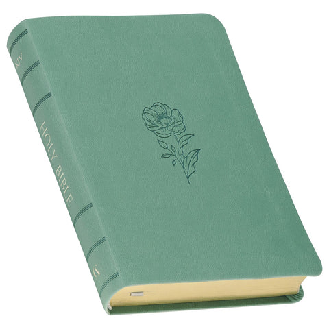 Teal Bloom Faux Leather Compact King James Version Bible