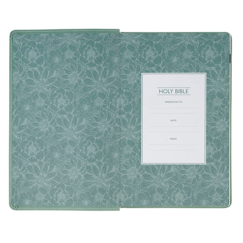 Teal Bloom Faux Leather Compact King James Version Bible