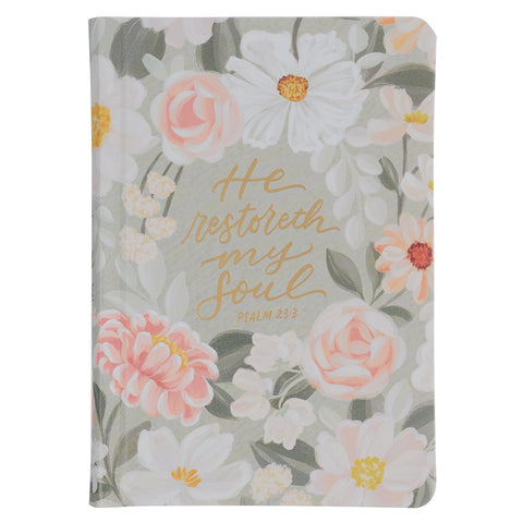 Lichen Gray Floral Faux Leather Hardcover King James Version Bible - Psalm 23:3