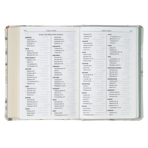 Lichen Gray Floral Faux Leather Hardcover King James Version Bible - Psalm 23:3