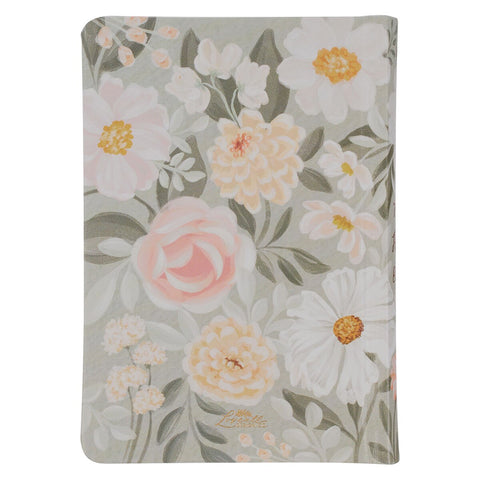 Lichen Gray Floral Faux Leather Hardcover King James Version Bible - Psalm 23:3