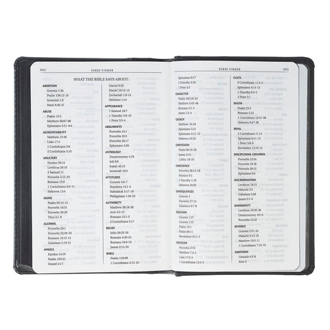 Black and Gray Lion Faux Leather Hardcover Compact King James Version Bible