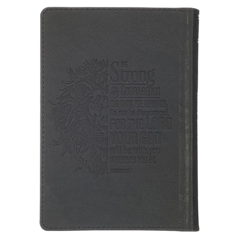 Black and Gray Lion Faux Leather Hardcover Compact King James Version Bible