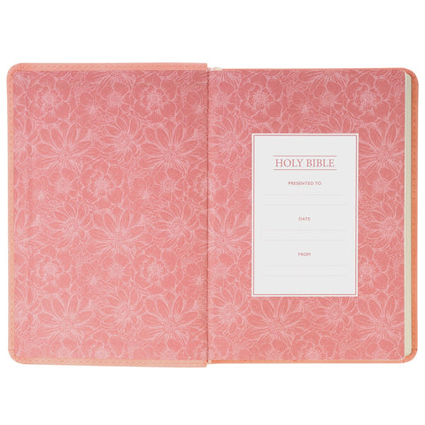 Coral Dawn Floral Large Print Compact King James Version Bible 