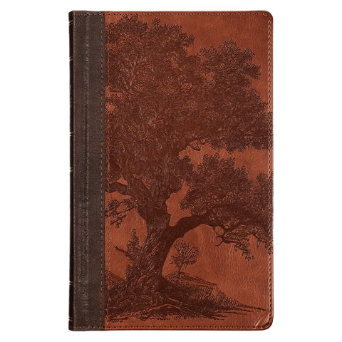 Rooted Brown Faux Leather Hardcover Standard-size Giant Print King James Version Bible with Thumb Index