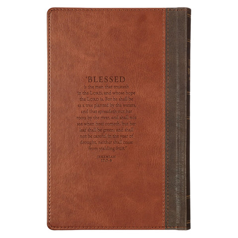 Rooted Brown Faux Leather Hardcover Standard-size Giant Print King James Version Bible with Thumb Index