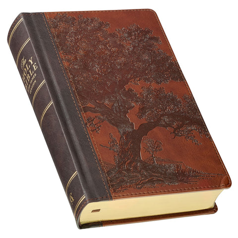 Rooted Brown Faux Leather Hardcover Standard-size Giant Print King James Version Bible with Thumb Index