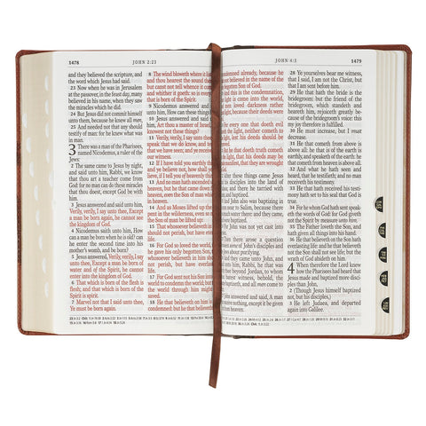 Rooted Brown Faux Leather Hardcover Standard-size Giant Print King James Version Bible with Thumb Index
