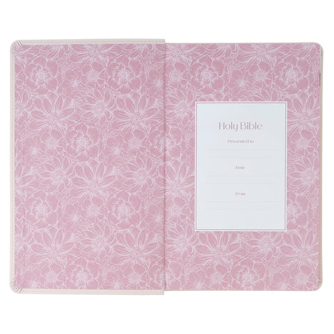 Blush Floral Faux Leather Standard-size Giant Print KJV Bible Thumb Index