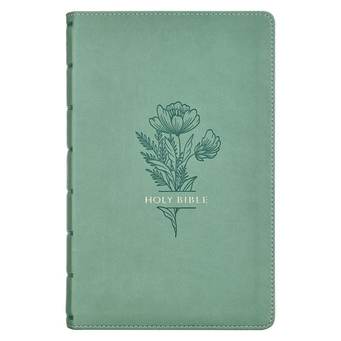 Teal Floral Faux Leather Giant Print Standard-size King James Version Bible with Thumb Index