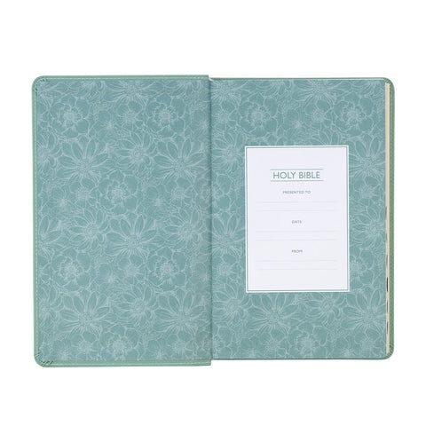 Teal Floral Faux Leather Giant Print Standard-size King James Version Bible with Thumb Index