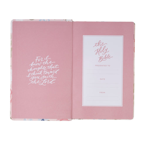 Pink Floral Faux Leather Giant Print Standard-Size King James Version Bible with Thumb Index