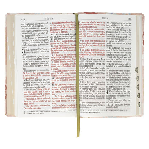Pink Floral Faux Leather Giant Print Standard-Size King James Version Bible with Thumb Index