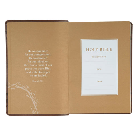 Brown Crown of Thorns Giant Print Full-size King James Version Bible with Thumb Index