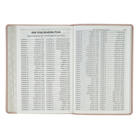 Pink Floral Faux Leather Large Print Thinline King James Version Bible with Thumb Index