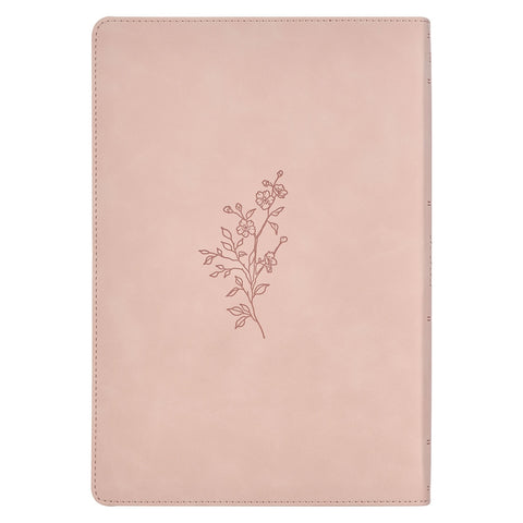 Pink Floral Faux Leather Large Print Thinline King James Version Bible with Thumb Index