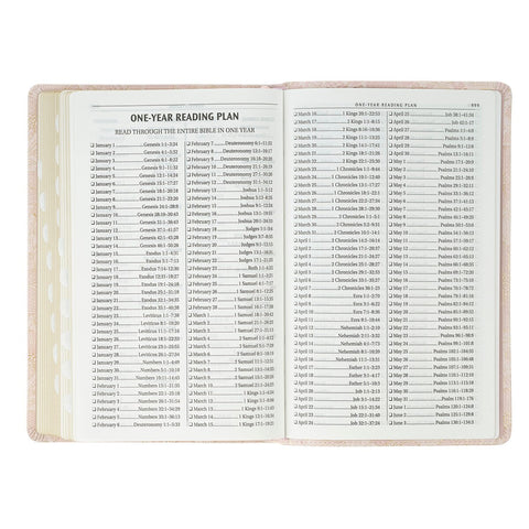 Pale Pink Floral Faux Leather King James Version Deluxe Gift Bible with Thumb Index