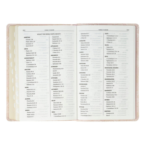 Pale Pink Floral Faux Leather King James Version Deluxe Gift Bible with Thumb Index