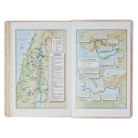 Pale Pink Floral Faux Leather King James Version Deluxe Gift Bible with Thumb Index