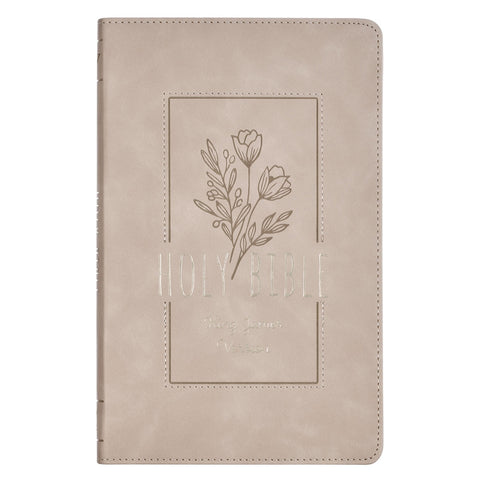 Taupe Floral Faux Leather King James Version Gift Edition Bible