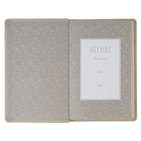 Taupe Floral Faux Leather King James Version Gift Edition Bible