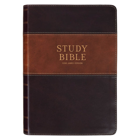 Burgundy and Toffee Faux Leather King James Study Bible with Thumb Index