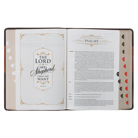 Burgundy and Toffee Faux Leather King James Study Bible with Thumb Index