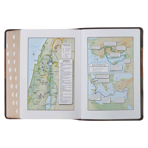 Burgundy and Toffee Faux Leather King James Study Bible with Thumb Index