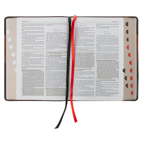 Burgundy and Toffee Faux Leather King James Study Bible with Thumb Index