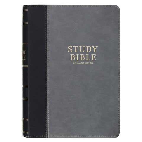 Black and Gray Faux Leather King James Study Bible with Thumb Index