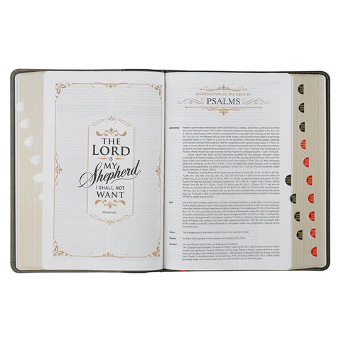 Black and Gray Faux Leather King James Study Bible with Thumb Index