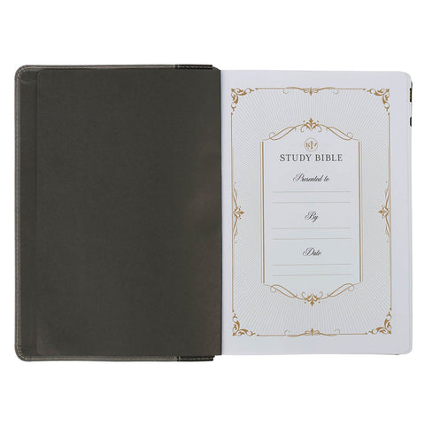 Black and Gray Faux Leather King James Study Bible with Thumb Index