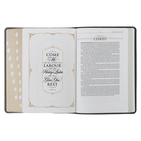 Black and Gray Faux Leather King James Study Bible with Thumb Index