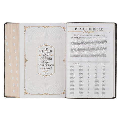 Black and Graphite Faux Leather Large Print King James Version Study Bible with Thumb Index