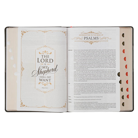 Black and Graphite Faux Leather Large Print King James Version Study Bible with Thumb Index