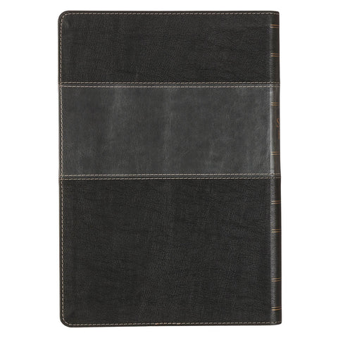 Black and Graphite Faux Leather Large Print King James Version Study Bible with Thumb Index