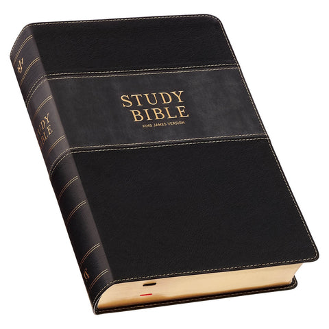 Black and Graphite Faux Leather Large Print King James Version Study Bible with Thumb Index