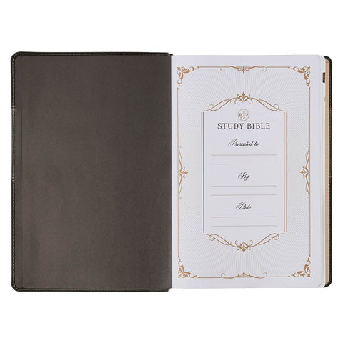Black and Graphite Faux Leather Large Print King James Version Study Bible with Thumb Index