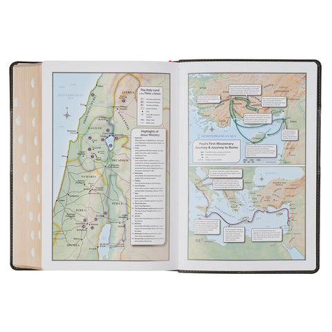 Black and Graphite Faux Leather Large Print King James Version Study Bible with Thumb Index