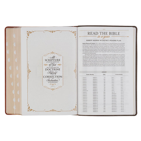 Dark Brown and Honey Brown Faux Leather Large Print King James Version Study Bible with Thumb Index