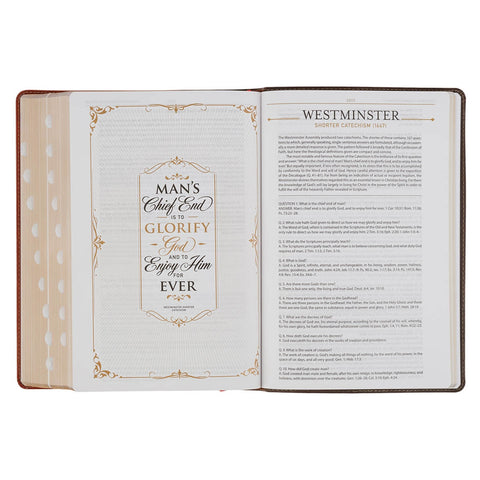 Dark Brown and Honey Brown Faux Leather Large Print King James Version Study Bible with Thumb Index